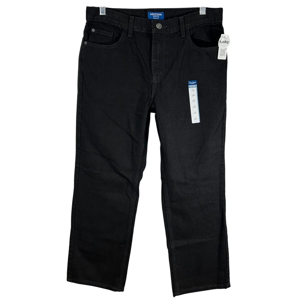 Arizona Jean Co Kids Relaxed Fit Black Jeans Husky Size 14 Adjustable Waist NEW